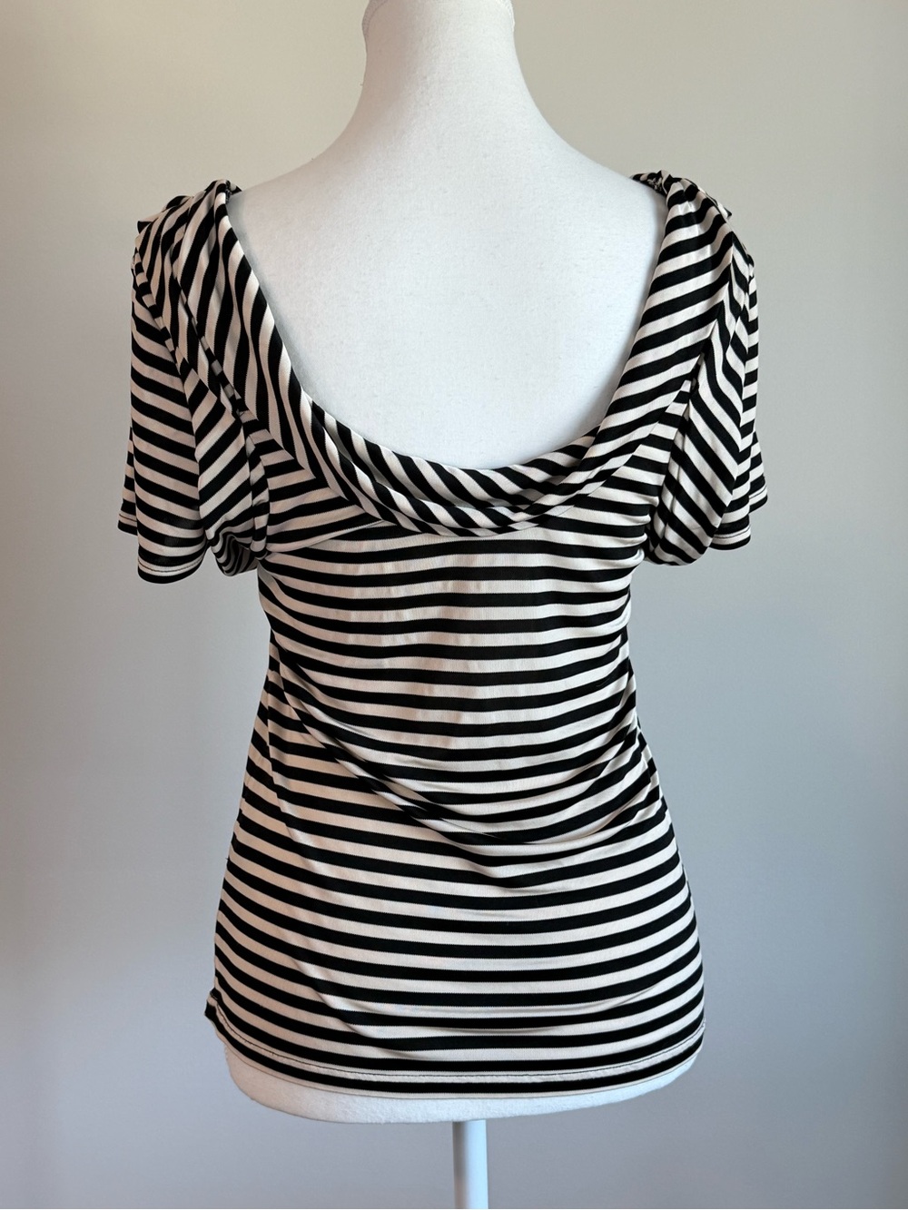 Reiss Black White Striped Cowl Neck Off Shoulder Top Small - Picture 4 of 5